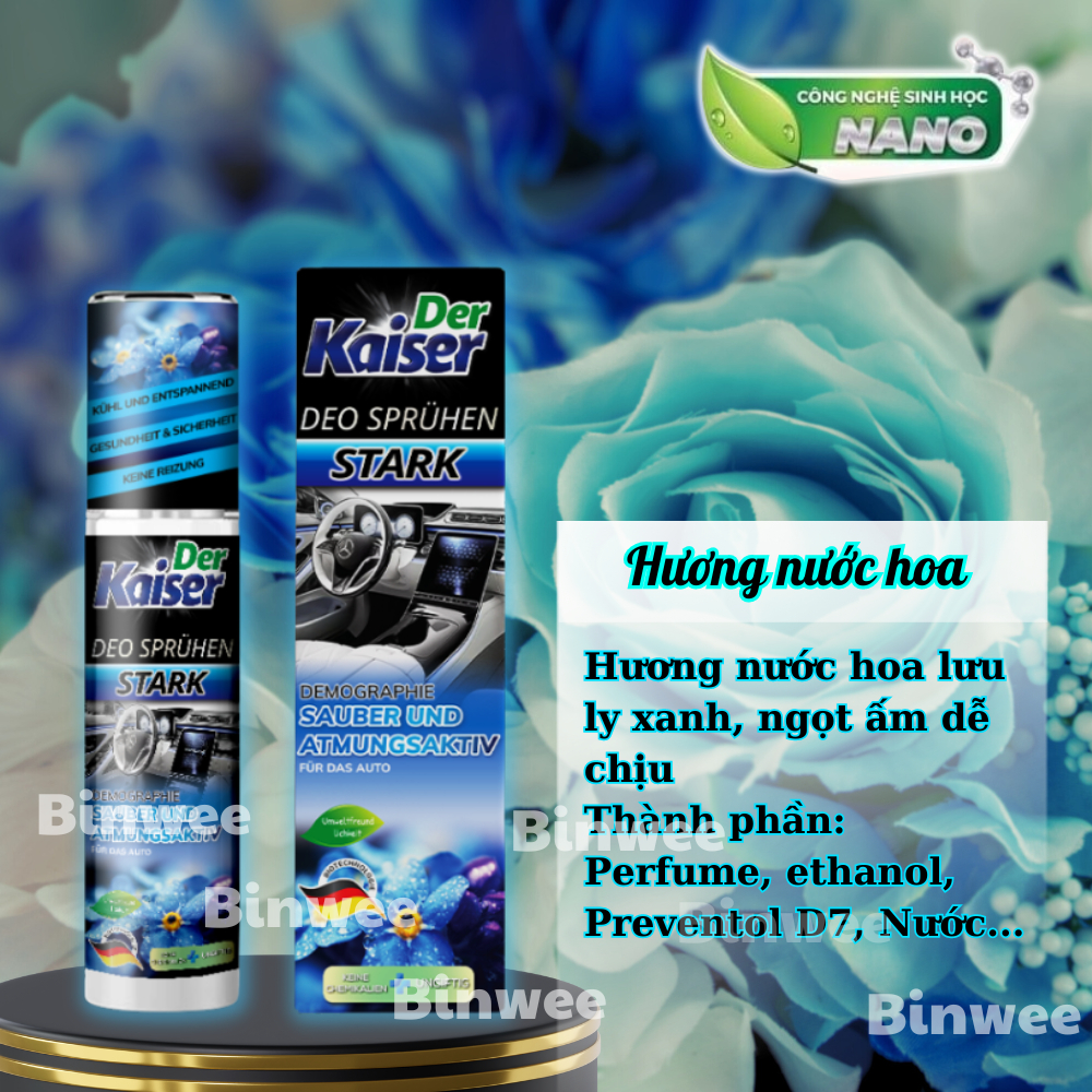 Xịt khử mùi khử khuẩn ô tô cao cấp Der Kaiser 150ml công nghệ Đức loại bỏ mùi hôi hương thơm tươi mát dễ chịu
