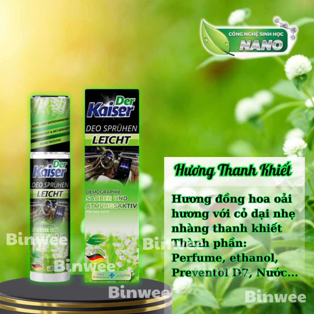 Xịt khử mùi khử khuẩn ô tô cao cấp Der Kaiser 150ml công nghệ Đức loại bỏ mùi hôi hương thơm tươi mát dễ chịu