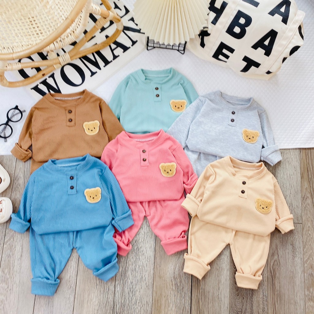 (MS57)Bộ dài tay thu đông dày dặn chât liệu len tăm hình ngộ nghĩnh cho bé trai/bé gái