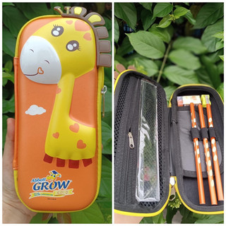 Hộp bút Grow tặng kèm 3 bút chì . thước. Cục tẩy và đầu gọt bút | Hộp bút POPiT dễ thương Quả Táo