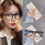 Mắt kính nữ nam giả cận không độ chống ánh sáng xanh phong cách Hàn Quốc gọng kính mắt vuông thay được tròng cận 012
