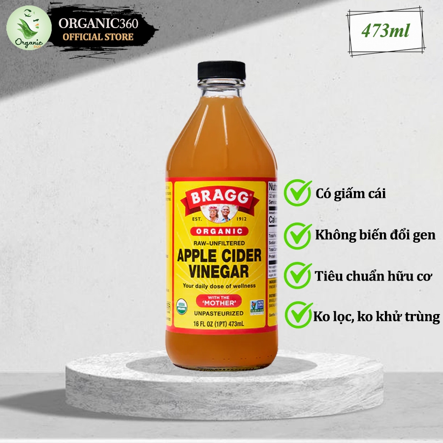 Ảnh Giấm Táo Hữu Cơ Có Giấm Cái Organic Apple Cider Vinegar With The Mother 473ml 946ml BRAGG 1