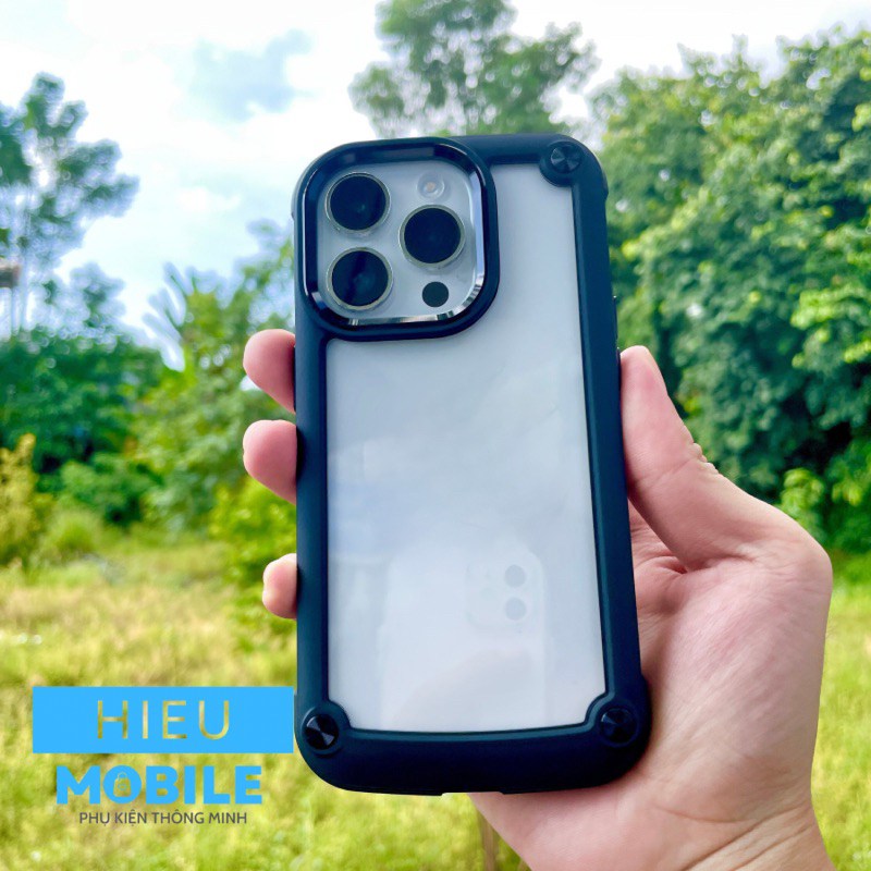 Ốp lưng iPhone chống rơi va đập mặt lưng trong suốt viền nhựa chống bám vân tay