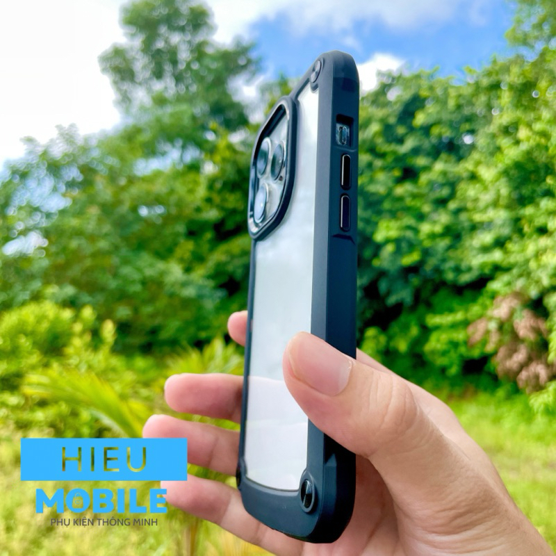 Ốp lưng iPhone chống rơi va đập mặt lưng trong suốt viền nhựa chống bám vân tay