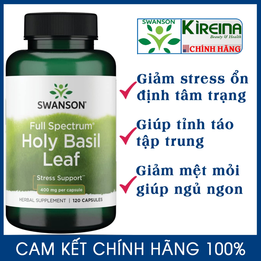 Vi n u ng Swanson Holy Basil Leaf gi m c ng th ng lo l ng gi p