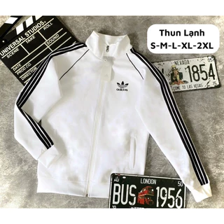 Áo Khoác Thun Lạnh Poly 2 Da Cao Cấp,Mềm Mịn Không Nhăn Chống Nắng 3 Sọc Thêu Chắc Chắn Màu Trắng - Áo Khoác Thu Đông