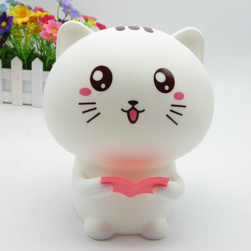 Đèn ngủ cảm ứng Mèo đọc sách silicone - Quà tặng,trang trí