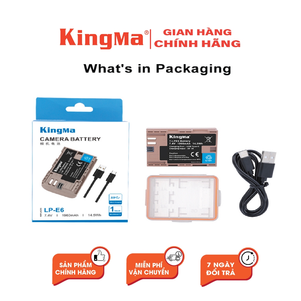 Pin LP-E6 KINGMA Phiên Bản Sạc Trực Tiếp Trên Pin . Hỗ Trợ Sạc Nhanh PD ...