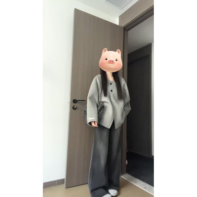 [ẢNH THẬT+VIDEO]-Áo khoác dạ cổ tròn xám tro phong cách Hàn Quốc- đủ size