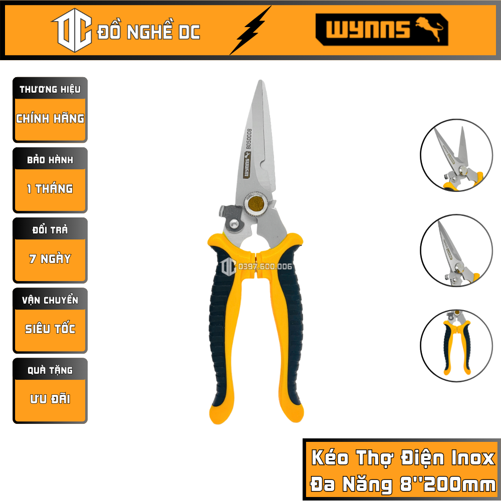 Kéo Thợ Điện Inox Đa Năng, Kéo Cắt Cành Cây, Kéo Cắt Thủ Công 8''200mm ...