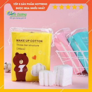 Bông tẩy trang 200 miếng gấu vịt thỏ hàng chính hãng