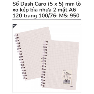 KLONG - Sổ Dash Caro (5 x 5) mm lò xo kép bìa nhựa 2 mặt A6 120 trang 100/76; MS: 950 🌻 quà tặng, bujo, sổ tay notebook