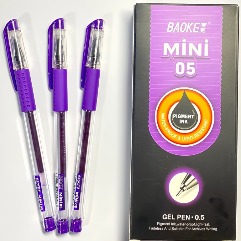 Bút Mực Gel Khô Nhanh Mini 0.5mm Baoke 3 Màu Tím Xanh Đen Đỏ Có Ruột ...