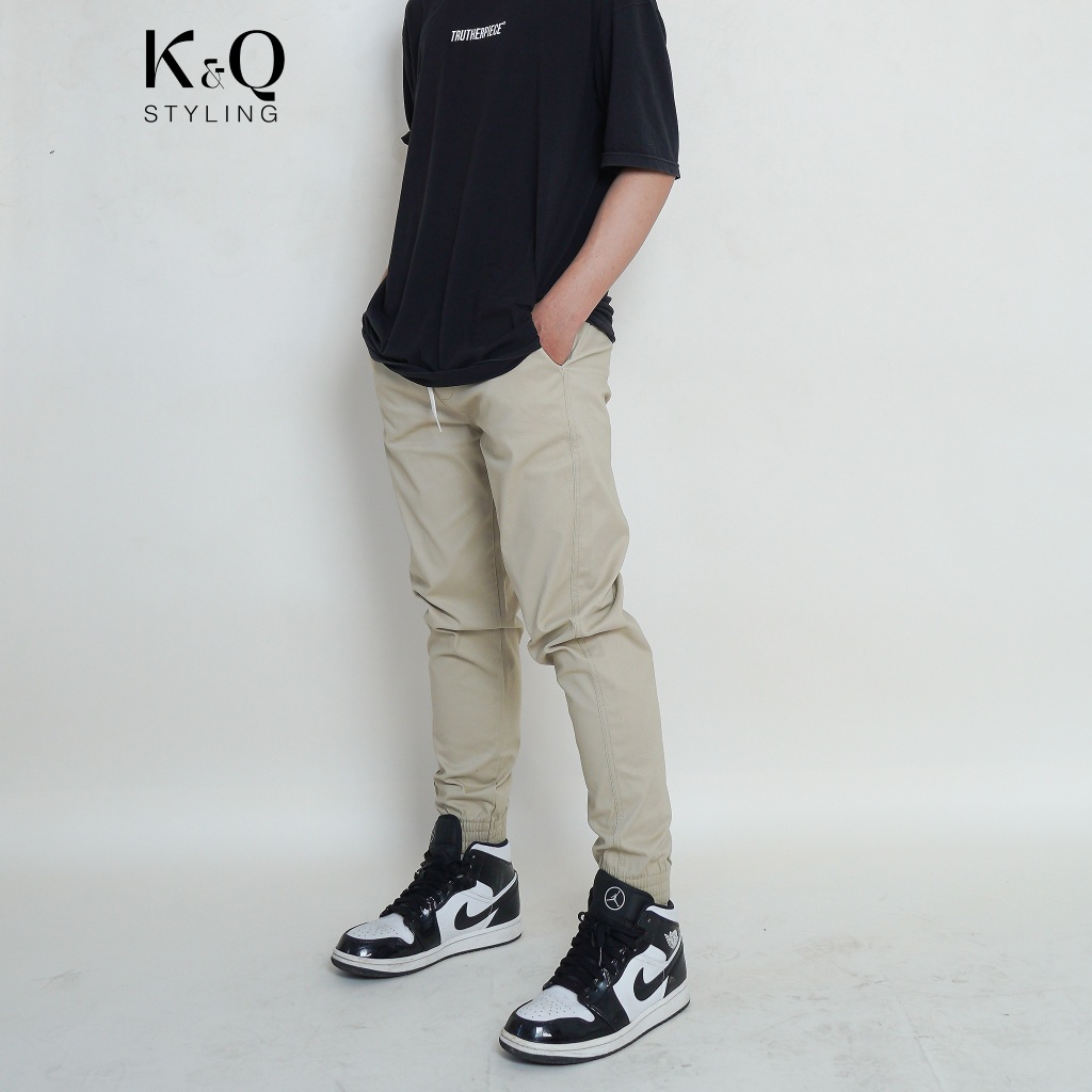 Ảnh Quần jogger kaki co giãn KQSTYLING premium Kem Vàng nhạt 3