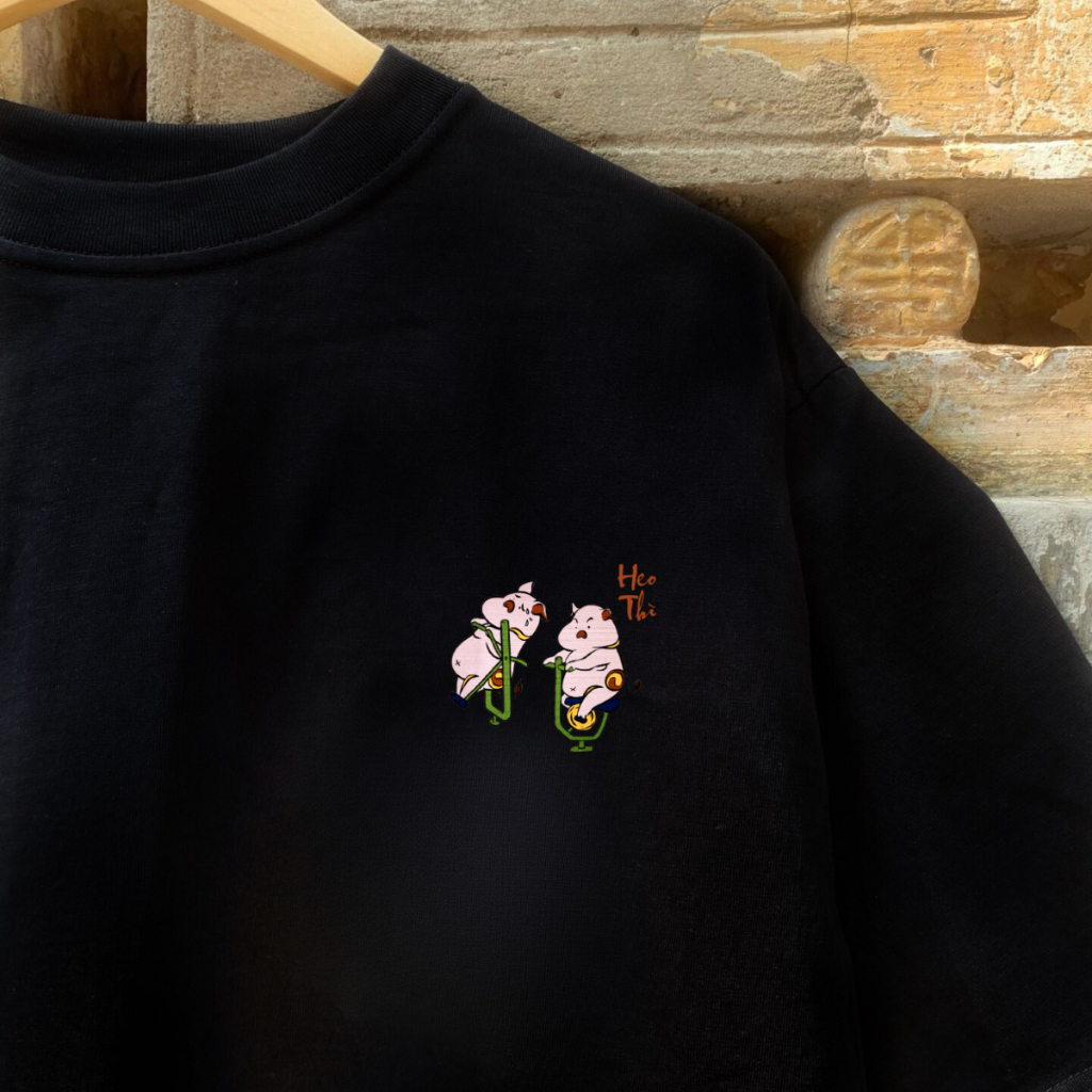 Áo thun Oversize unisex nam nữ Goodore BST Đông Hồ Street mẫu Heo Thì mini chất liệu cotton 230gsm thoáng mát năng động