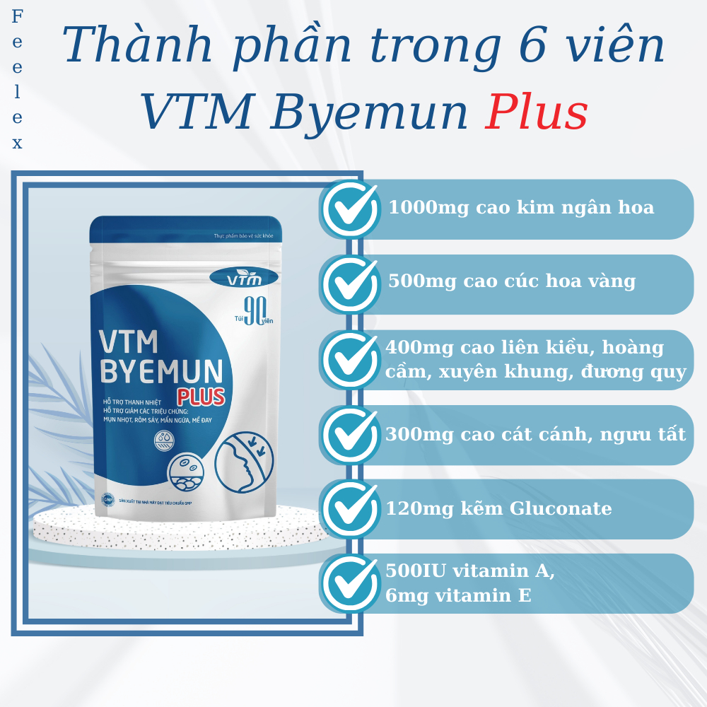 Ảnh Viên uống VTM Byemun Plus hỗ trợ giảm mụn, thanh nhiệt cơ thể - Túi 90 viên 3