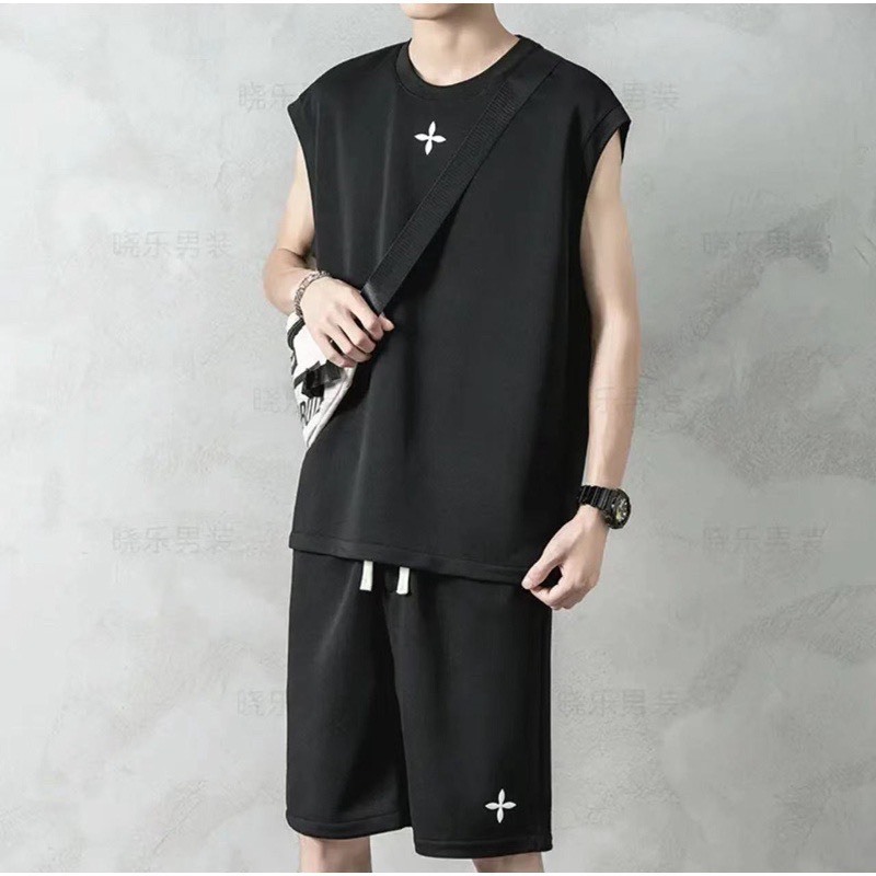 Bộ Phông Hè Thể Thao Cổ Tròn Phối Chữ Thập Cá Tính Sành Điệu, Chất Liệu Cotton Mềm Mịn Thấm Hút Mồ Hôi Cực Tốt
