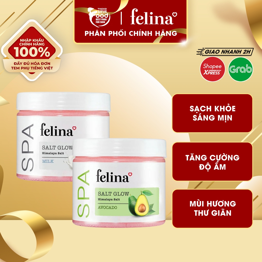 Muối Tắm Tẩy Tế Bào Chết Cơ Thể Làm Sáng Da Felina Salt Glow 500g