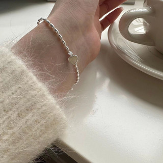 Lắc tay nữ Bạc LoPa dáng hạt gạo mix tim đá moonstone cao cấp sang chảnh,Jewelry LoPa