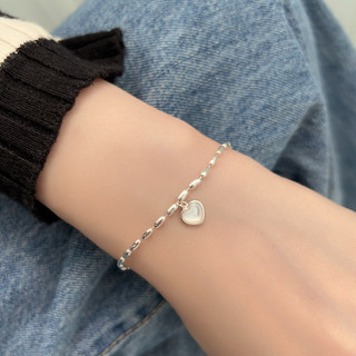Lắc tay nữ Bạc LoPa dáng hạt gạo mix tim đá moonstone cao cấp sang chảnh,Jewelry LoPa