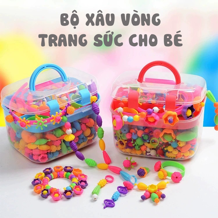 Đồ Chơi Bộ Xâu Hạt Lắp Ghép 550 Chi Tiết - Tạo Vòng Tay/Nhẫn/Bờm/Trang Sức, Sáng Tạo Cho Bé