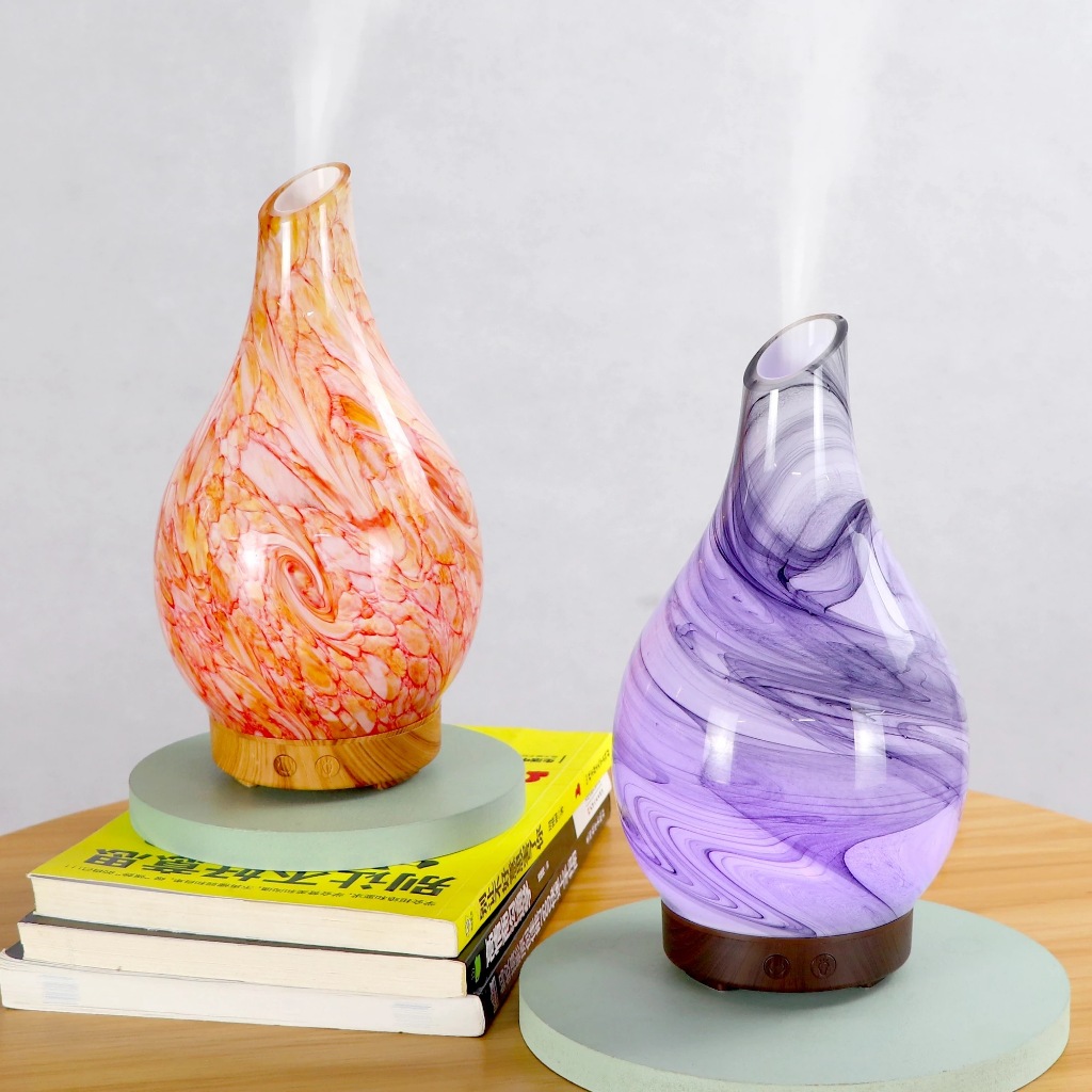 Máy Khuếch Tán Tinh Dầu Thủy Tinh Vân Đá Khalifa Dung Tích 100ml Tạo Hơi Sương Tăng Độ Ẩm Tặng Kèm Tinh Dầu