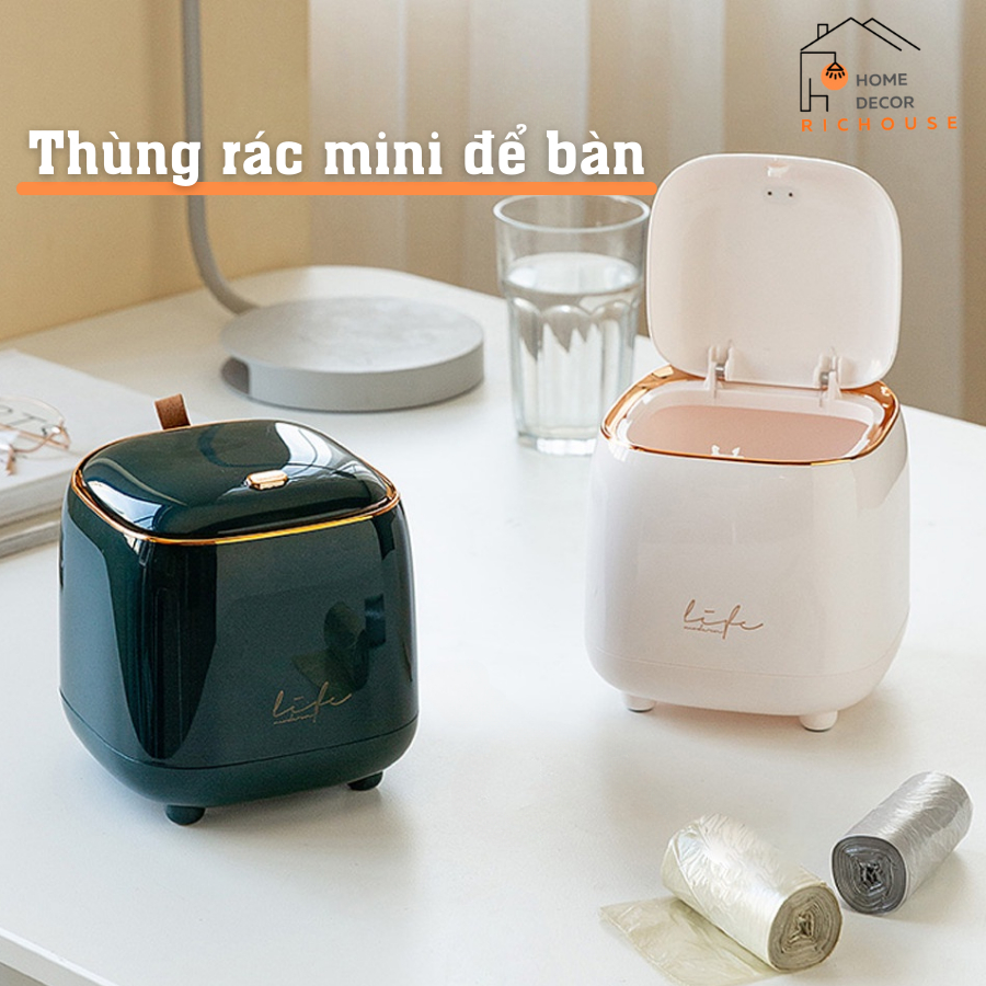 Thùng rác mini để bàn kiểu dáng hiện đại, sang trọng đựng đồ tiện dụng ...