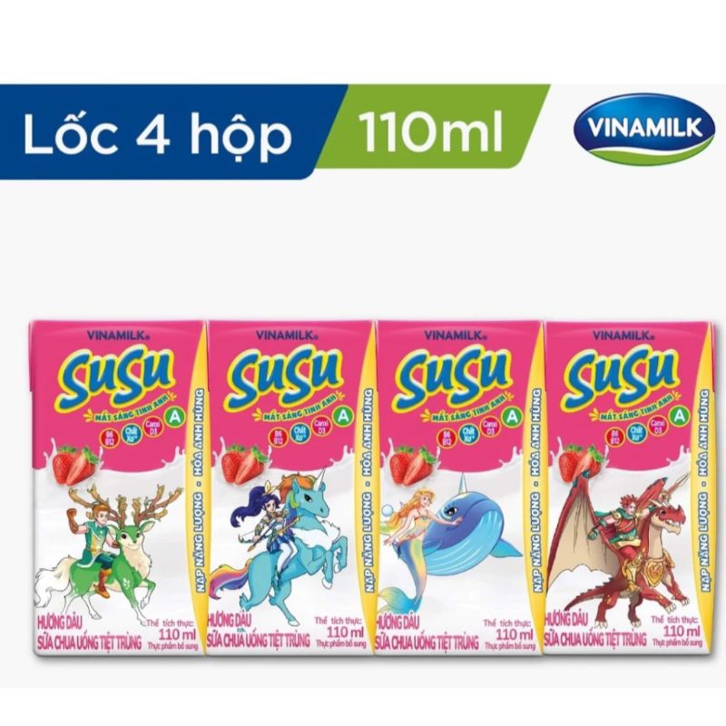 Lốc 4 sữa SuSu vinamilk 110ml | Shopee Việt Nam