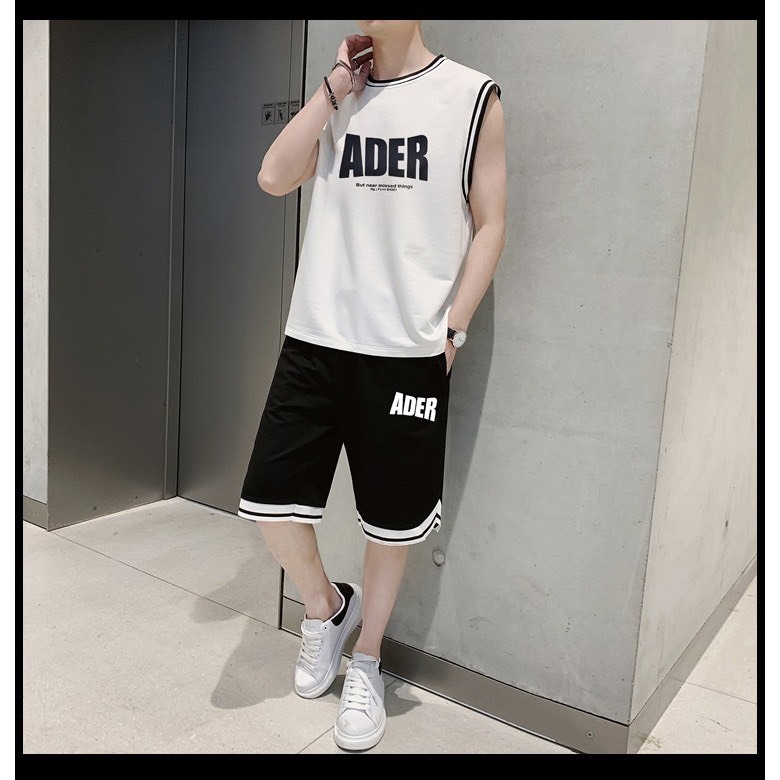 Bộ Phông Hè Thể Thao Cổ Tròn Phối Hoạ Tiết Chữ ADER Cá Tính Sành Điệu, Chất Liệu Cotton Mềm Mịn Thấm Hút Mồ Hôi Cực Tốt