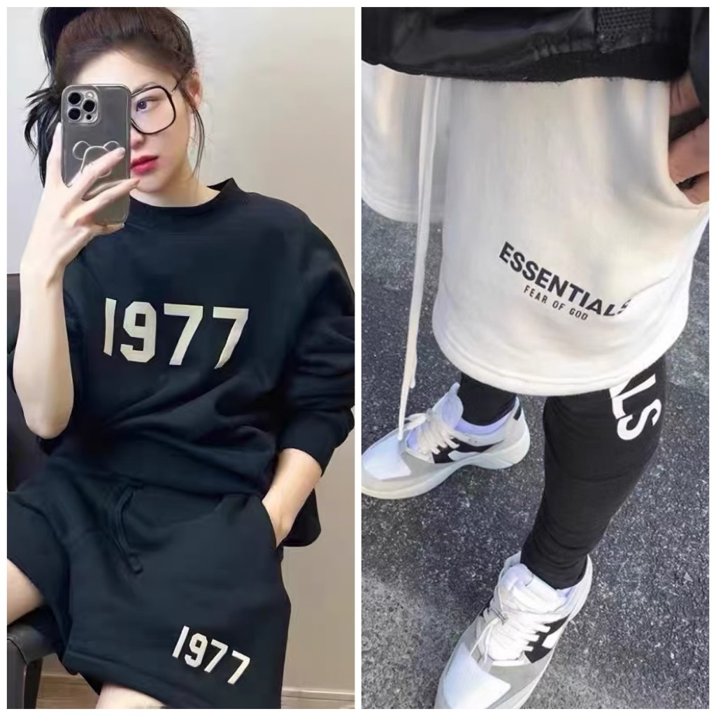 [ Hình In Cao Su Nổi ] Quần Short Nỉ Cotton 2 Da Cao Cấp Essentials 1977 Form Unisex Nam Nữ Unim Store - QSN05