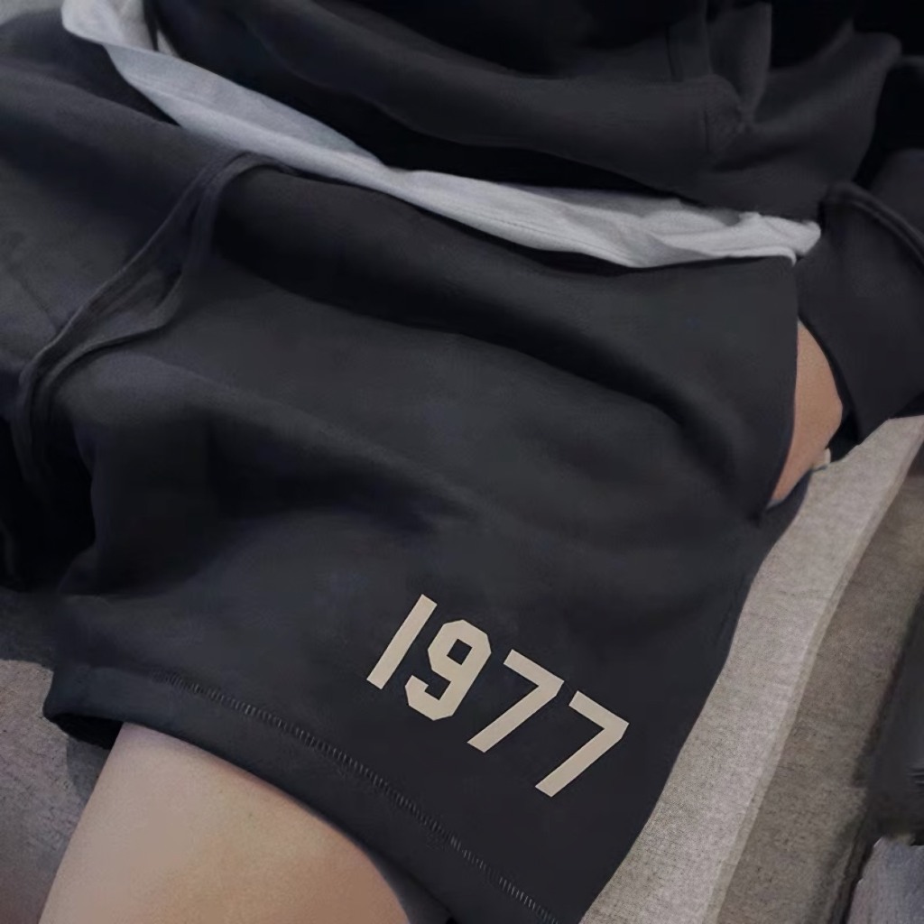 [ Hình In Cao Su Nổi ] Quần Short Nỉ Cotton 2 Da Cao Cấp Essentials 1977 Form Unisex Nam Nữ Unim Store - QSN05