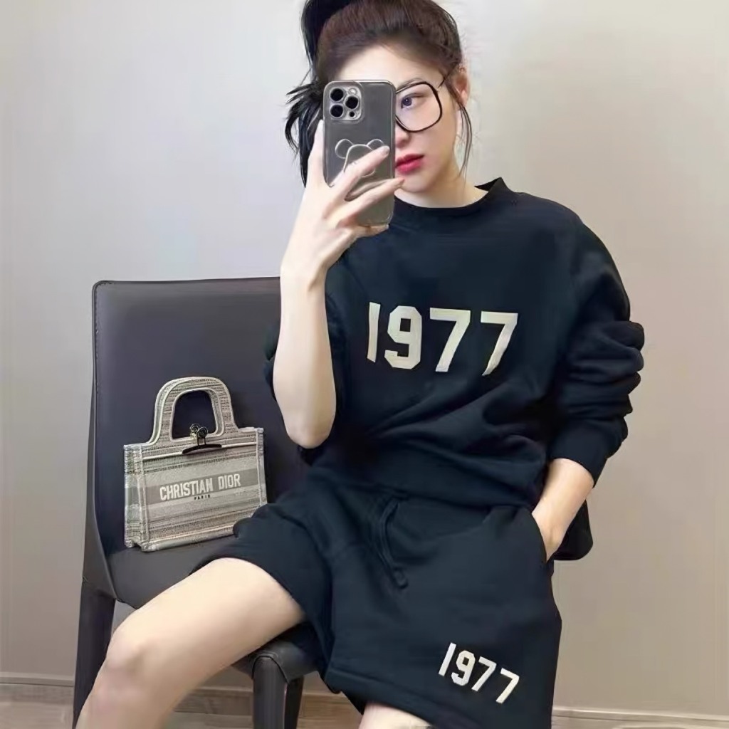 [ Hình In Cao Su Nổi ] Quần Short Nỉ Cotton 2 Da Cao Cấp Essentials 1977 Form Unisex Nam Nữ Unim Store - QSN05