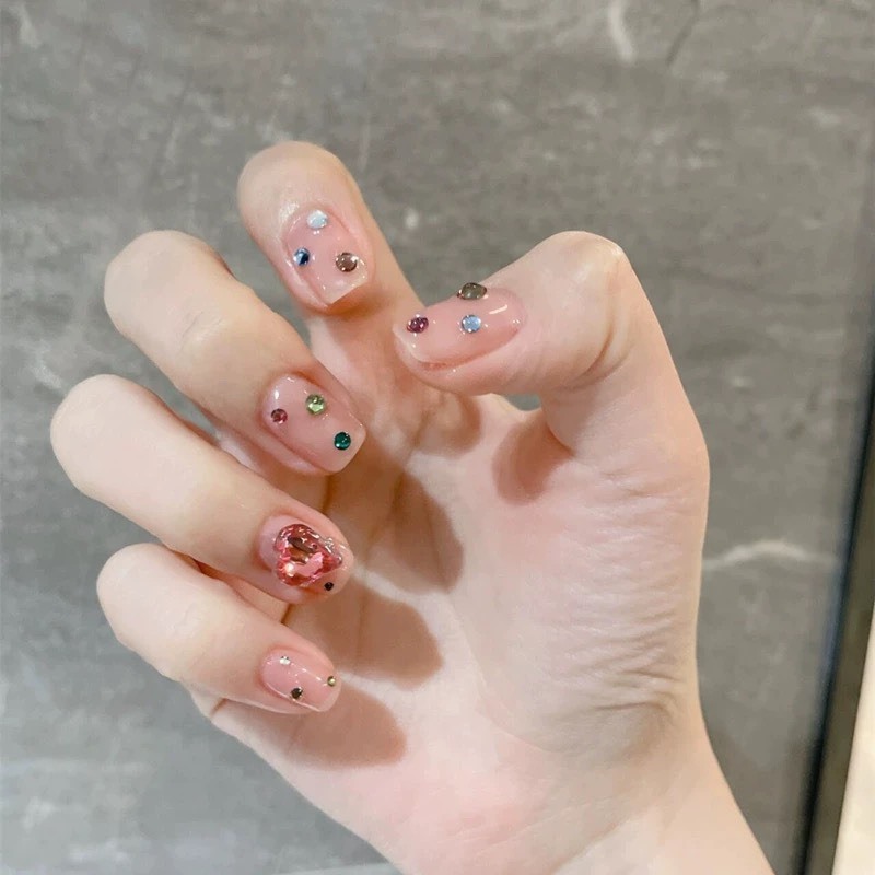 Khay Tròn 450 Viên Đá Chân Lưới Nail 12 Khía Đủ Màu Trang Trí Móng ANGELICA KT