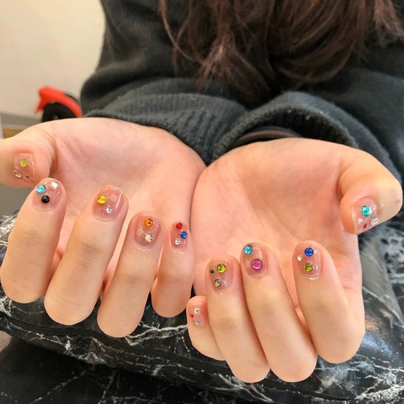 Khay đá nail chân lưới 12 khía đủ màu đính móng siêu sáng ANGELICA ANG