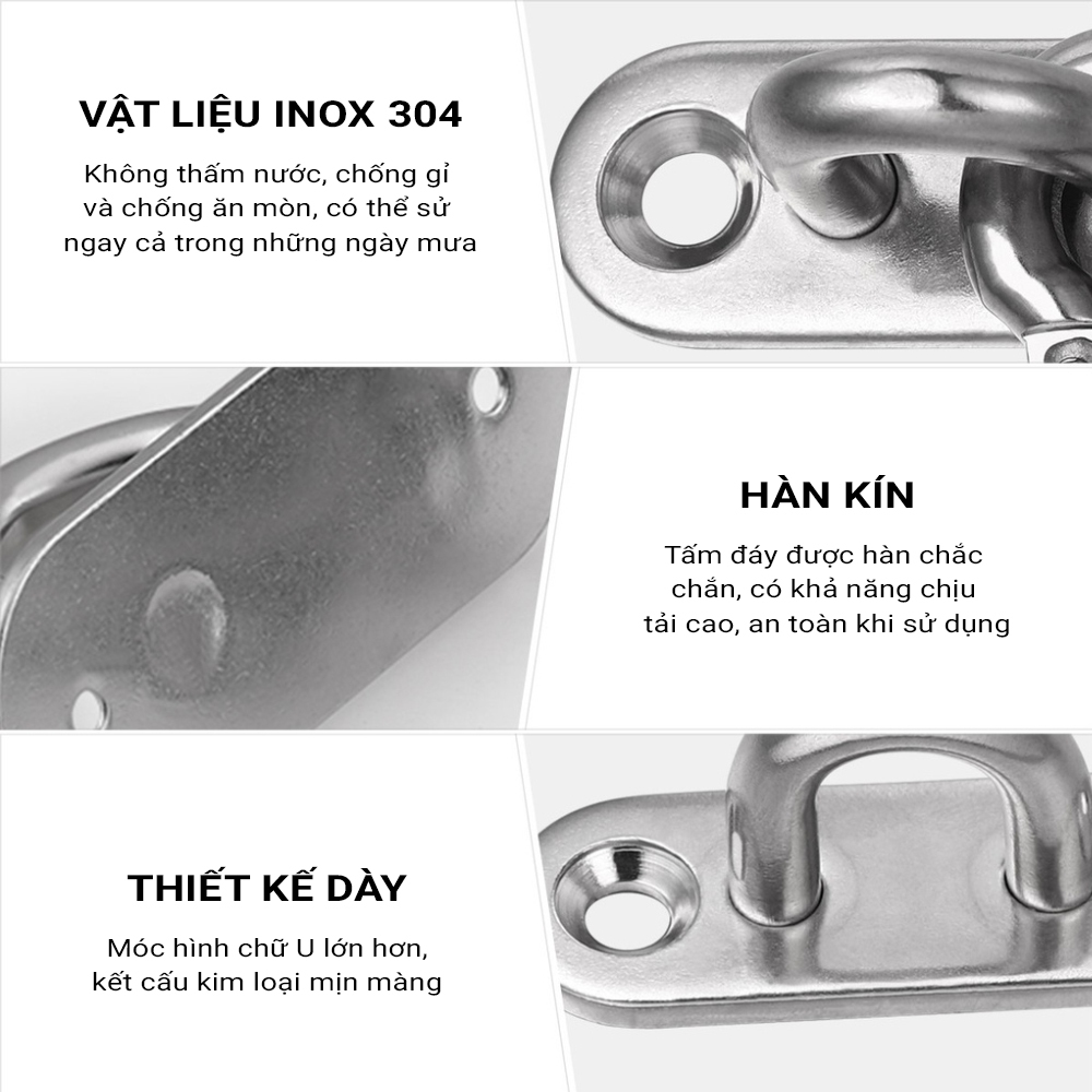Móc Treo Xích Đu Inox304 BBkids, Treo Võng, Treo Quạt - Kèm 2 Nở Và 1 Móc Treo An Toàn - BB006