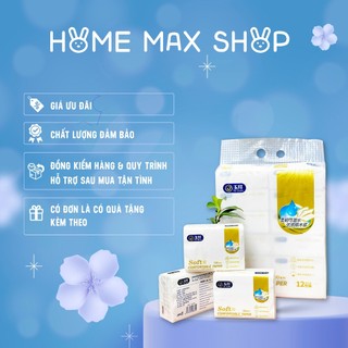 Bịch 12 Gói Giấy Ăn Soft 300 Tờ Home Max, Khăn Giấy Ăn Siêu Dai Trắng Sạch Mềm Mịn Tiện Lợi Gia Đình