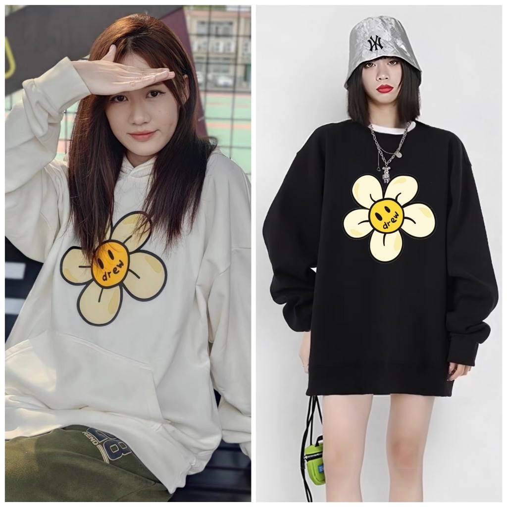 [Nỉ Chân Cua] Áo Sweater Mặt Cười Bông Hoa Form Rộng Vải Nỉ Cao Cấp Nhiều Màu Unim Store - SW09