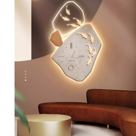 Tranh 3D LED Đồng Hồ Cửu Ngư Cá Chép Trang Trí Phòng Khách Quán Cà Phê OHA Decor [Hàng Có Sẵn]