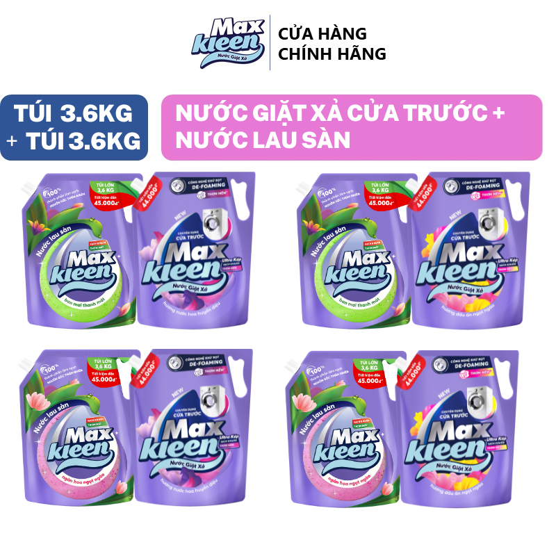 Ảnh Combo Túi Nước Giặt Xả MaxKleen chuyên dụng Cửa trước 3.6kg + Túi Nước Lau sàn 3.6kg 1