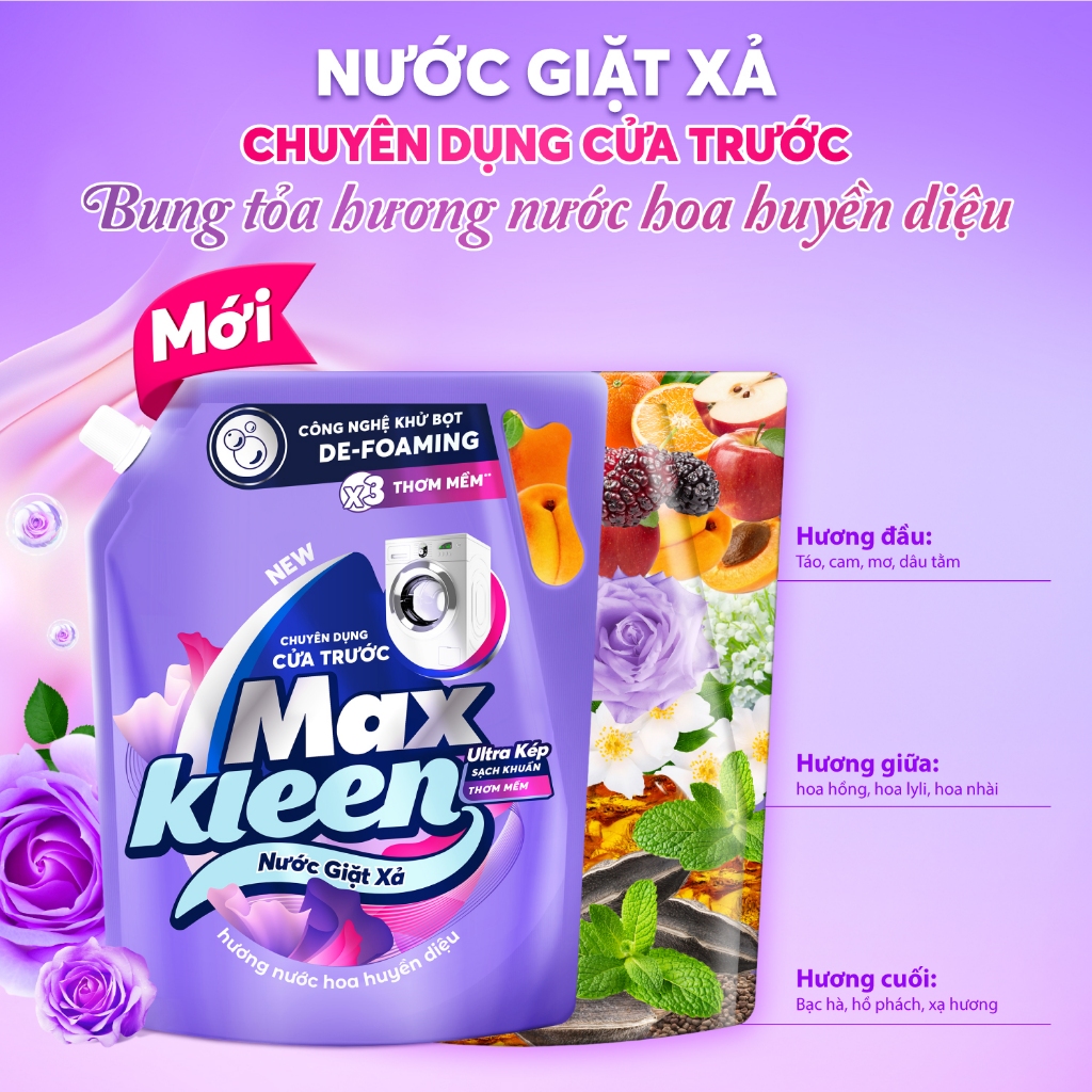 Ảnh Combo Túi Nước Giặt Xả MaxKleen chuyên dụng Cửa trước 3.6kg + Túi Nước Lau sàn 3.6kg 4