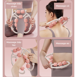 Con Lăn Massage Cơ Bắp Chữ U 9 Bánh Tiện Lợi, Dùng Tập Yoga, Có Thể Mở Rộng 60CM Giúp Thư Giản, Thon Cơ