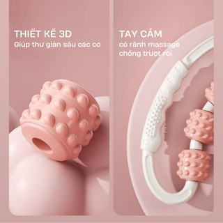 Con Lăn Massage Cơ Bắp Chữ U 9 Bánh Tiện Lợi, Dùng Tập Yoga, Có Thể Mở Rộng 60CM Giúp Thư Giản, Thon Cơ