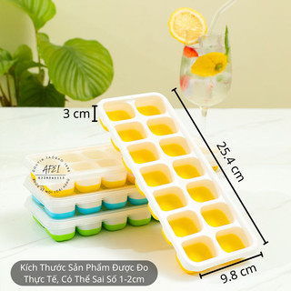 KHAY ĐÁ CÓ NẮP ĐẬY SILICON 14 VIÊN - KHAY ĐỰNG ĐÁ TỦ LẠNH - Khuôn Làm Đá Thạch Kem Bảo Quản Chống Mùi Tuyệt Đối