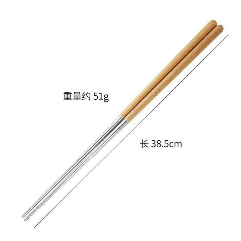 Đũa Nhà Bếp Chất Liệu Inox Cán Gỗ, Đũa Nấu Ăn Cách Nhiệt Tiện Lợi