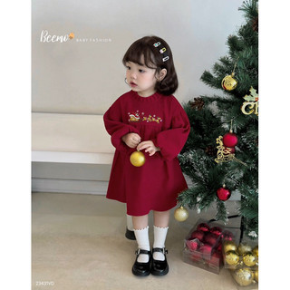 Váy nhung đỏ Noel Giáng Sinh bé gái 1-6 tuổi (9-24kg) BN007