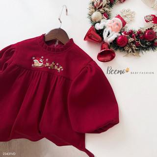 Váy nhung đỏ Noel Giáng Sinh bé gái 1-6 tuổi (9-24kg) BN007