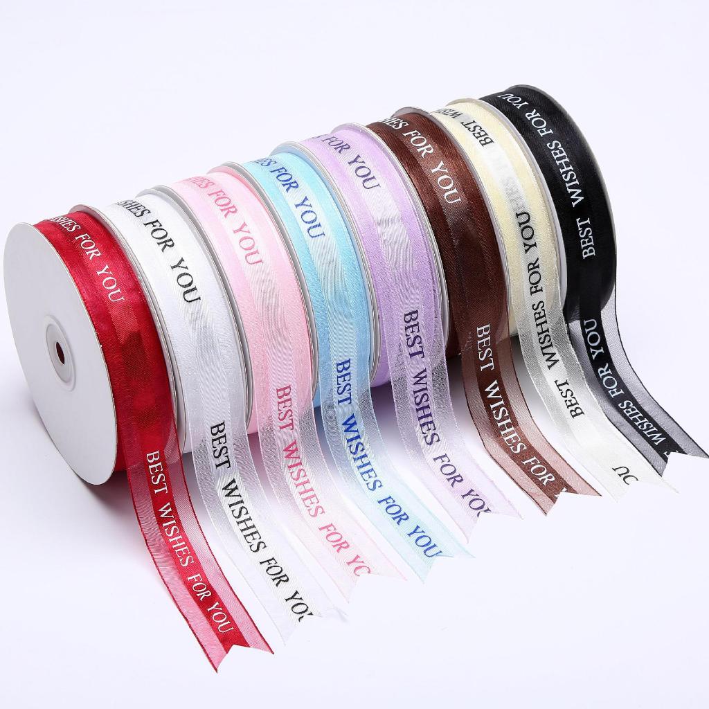 Ruy Băng Voan, Lụa In Chữ Bản Đẹp 2,5cm Dài 45 Mét