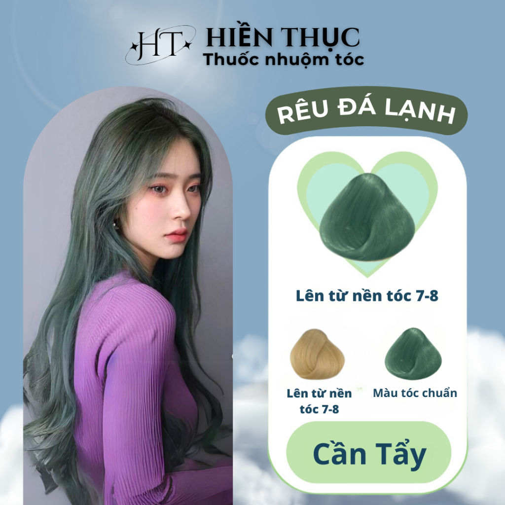 Thuốc nhuộm tóc màu rêu đá lạnh tặng kèm dụng cụ nhuộm | Thuốc nhuộm tóc Hiền Thục
