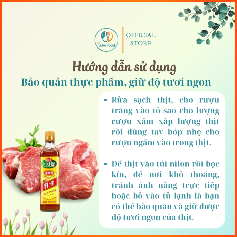 Rượu Nấu Ăn Hải Thiên 450ml - Khử Mùi Tanh, Ướp Thịt Cá Thơm Ngon, Nguyên Liệu Tự Nhiên, An Toàn Sức Khỏe Luka Food