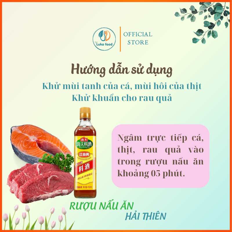 Rượu Nấu Ăn Hải Thiên 450ml - Khử Mùi Tanh, Ướp Thịt Cá Thơm Ngon, Nguyên Liệu Tự Nhiên, An Toàn Sức Khỏe Luka Food
